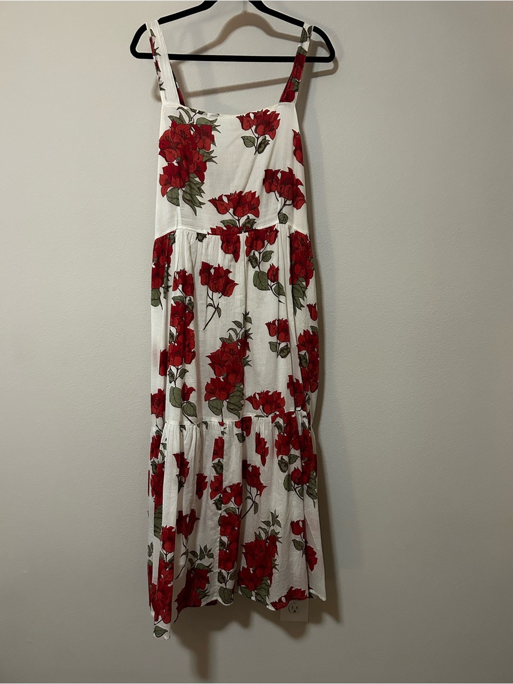 Pink Chicken Floral Tiered Maxi Dress - Red Floral on White